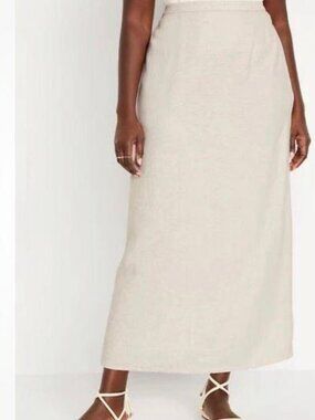 NWT Women's Old Navy High-Waisted Linen-Blend Maxi Skirt Medium